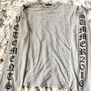 Gray Text on Sleeve Long Sleeve